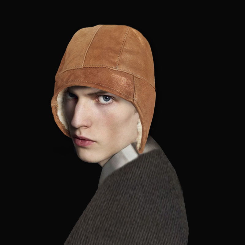 意大利托斯卡纳羊皮皮毛包头护耳帽子冬男女士学生帽子