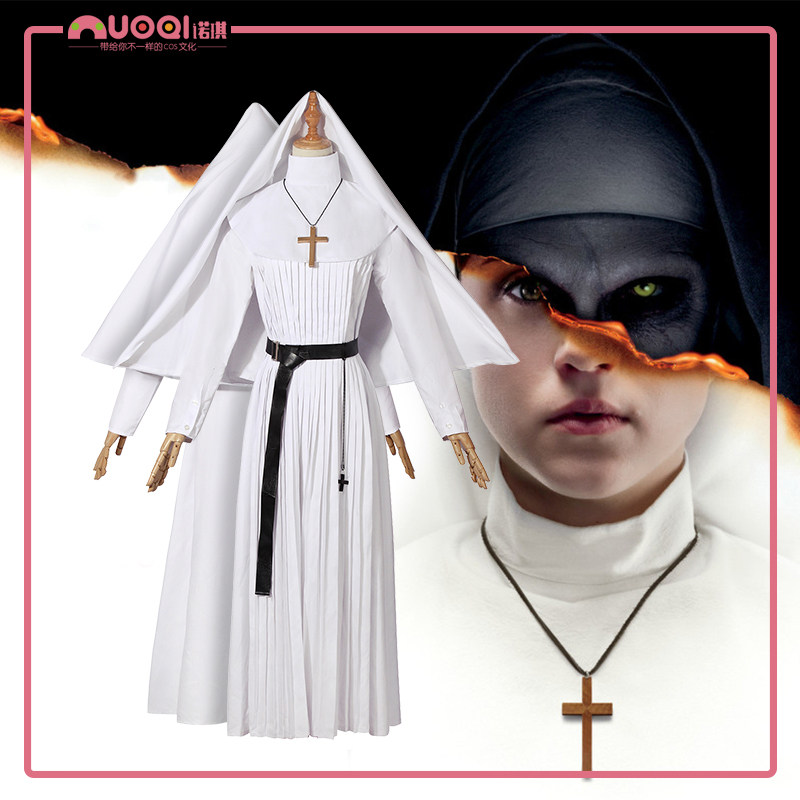 修女thenuncos万圣节服装诡修女牧师长袍白色cosplay女装