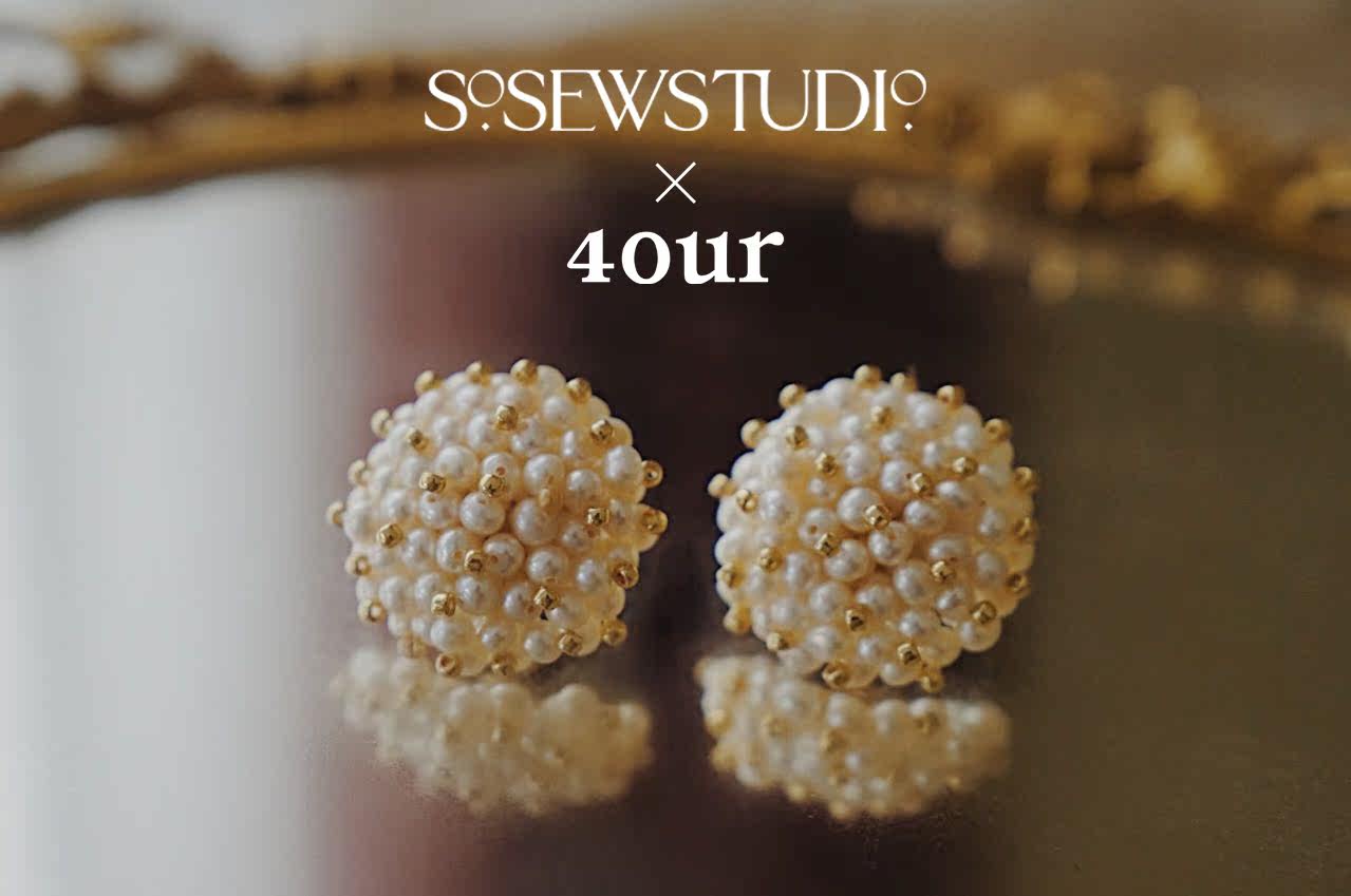 sosew独立设计复古vintage奶油cheesepie珍珠大颗耳环