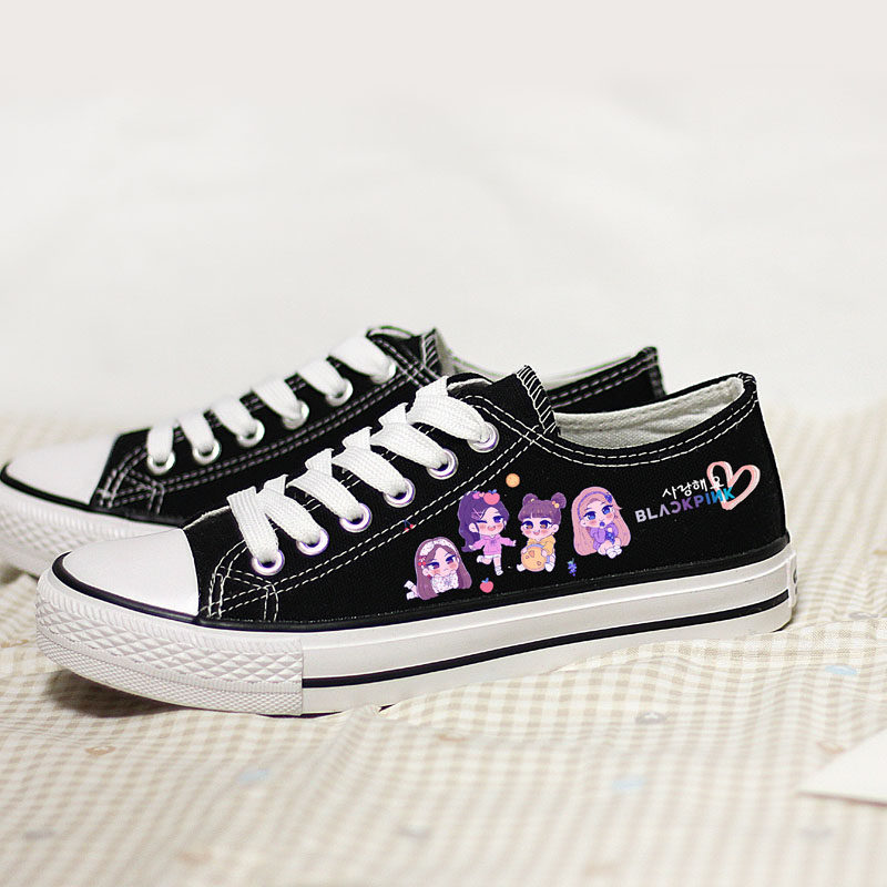 blackpink周边应援同款金智智秀朴彩lisa低帮帆布帆布鞋