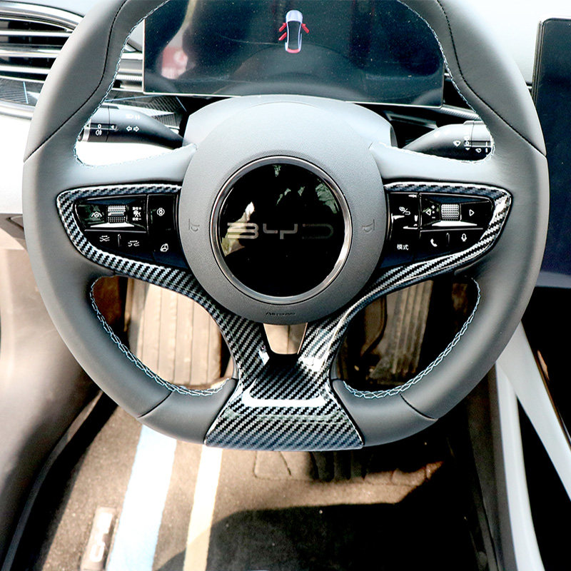 适用比亚迪海豹改装专用方向盘装饰碳纤维内饰饰件汽车贴片