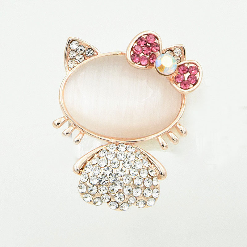 hellokitty可爱可爱猫猫眼石胸针韩版精致水钻胸花女开胸针
