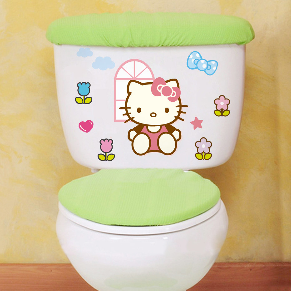 hellokitty创意马桶可爱卡通卫生间装饰可移贴纸马桶贴