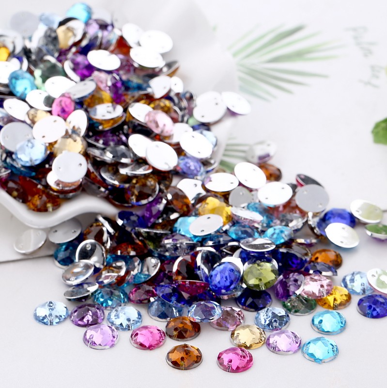 diy手工材料包服装辅料饰品配件亚克力手缝钻圆形倒角1