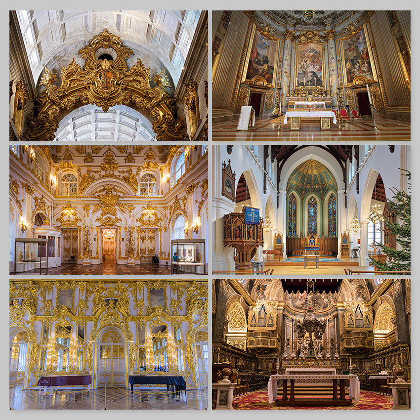 欧式华丽教堂金色大厅建筑背景背景墙墙纸图片素材设计素材