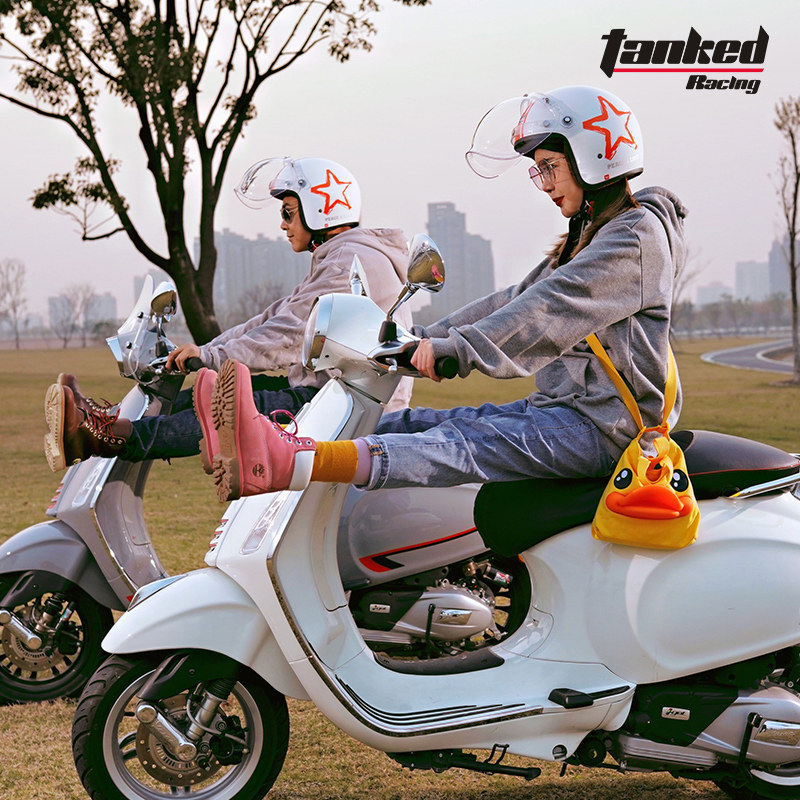 头盔坦克复古男女半覆机车个性夏季电动车半盔摩托车头盔