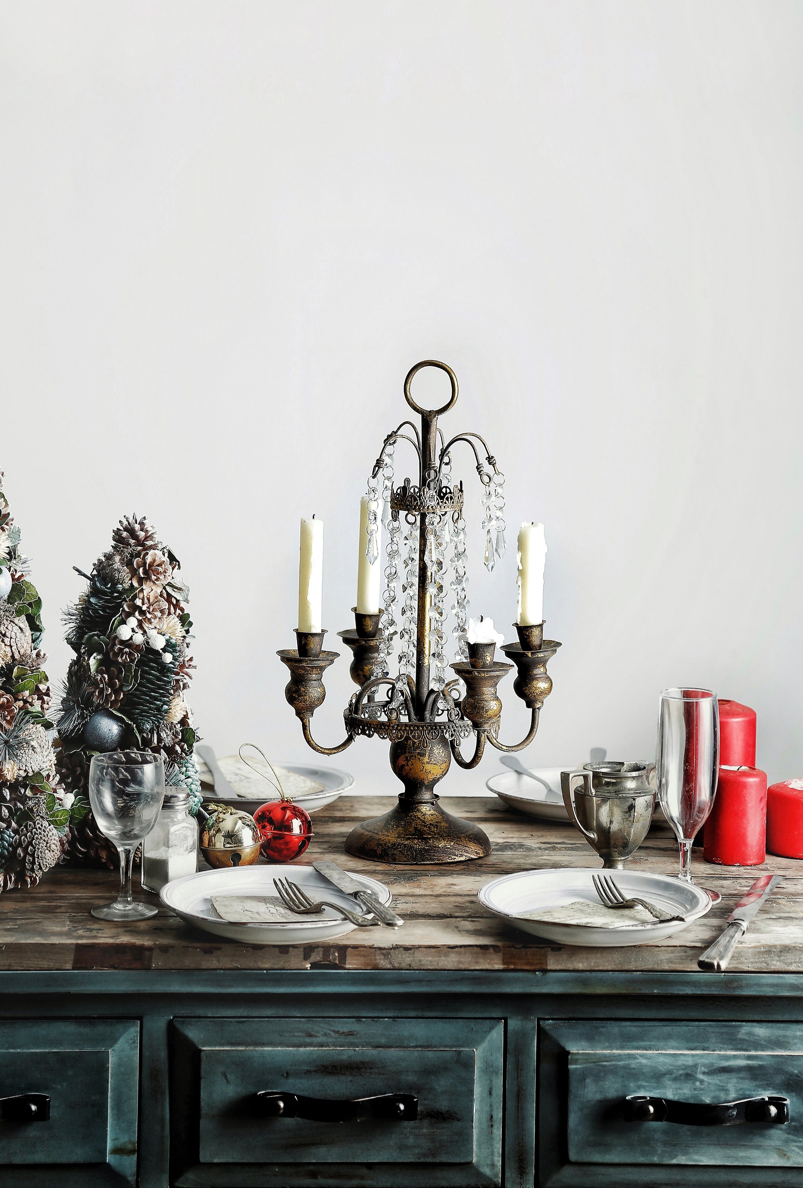 烛台欧式乡村复古做旧烛光晚餐道具家居浪漫烛台