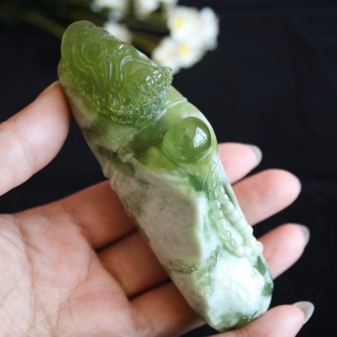 天然岫岩玉甲翠玉蛇纹石碧玉玉河磨玉达摩吊坠手饰