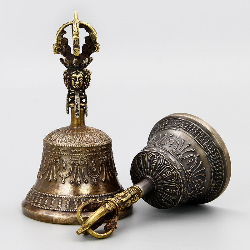 金刚尼泊尔法器纯铜手摇铃手持道教佛教法铃五股摆件