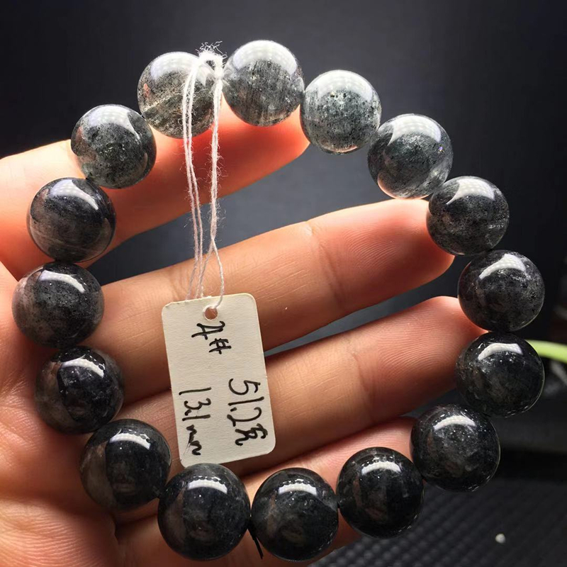 天然水晶黑云云母手链草莓晶手串幽灵异象千层黑沙手链