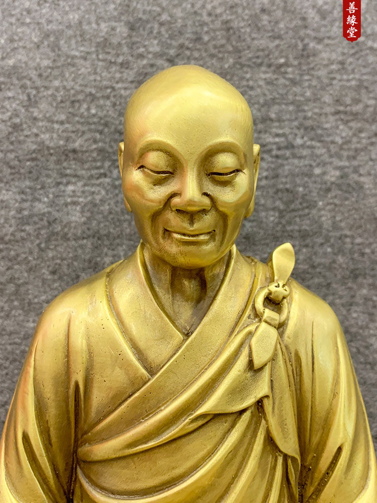 善缘禅宗六祖慧能法师佛像纯铜惠能居家铜像摆件