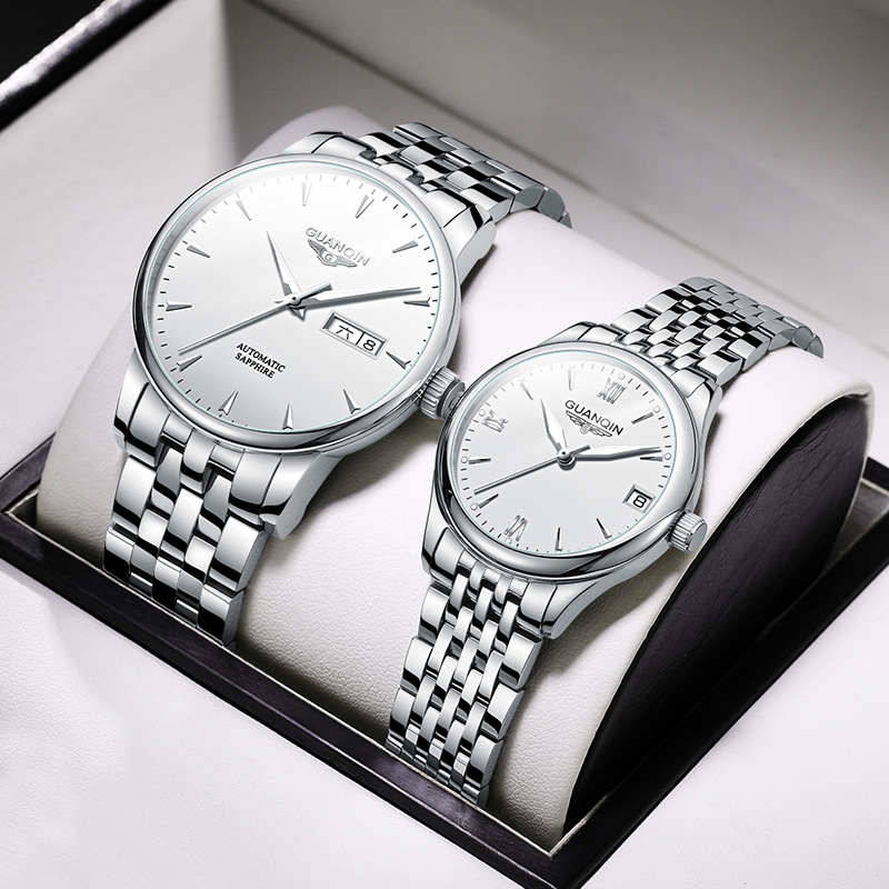 正品冠琴情侣手表一对全自动机械表简约男士手表名牌对表女士腕表