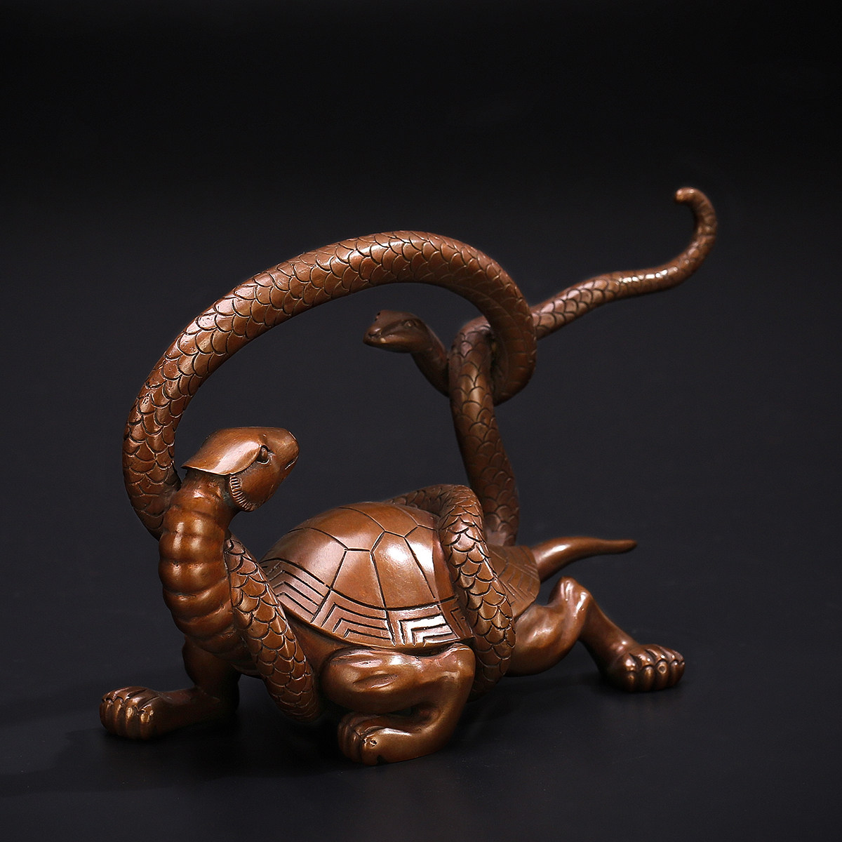 摆件匠泽铜魂纯紫紫铜神兽玄武四灵四方方位摆件