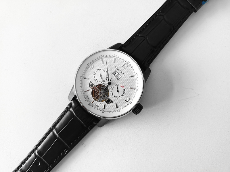 海鸥手表219.328皮带腕表时尚多功能镂空男表全自动机械表日历