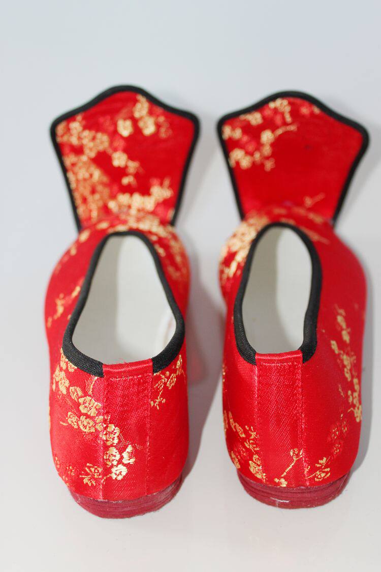 栖凤阁坡跟绣花鞋中式婚鞋古装鞋汉服鞋翘首女式帆布鞋