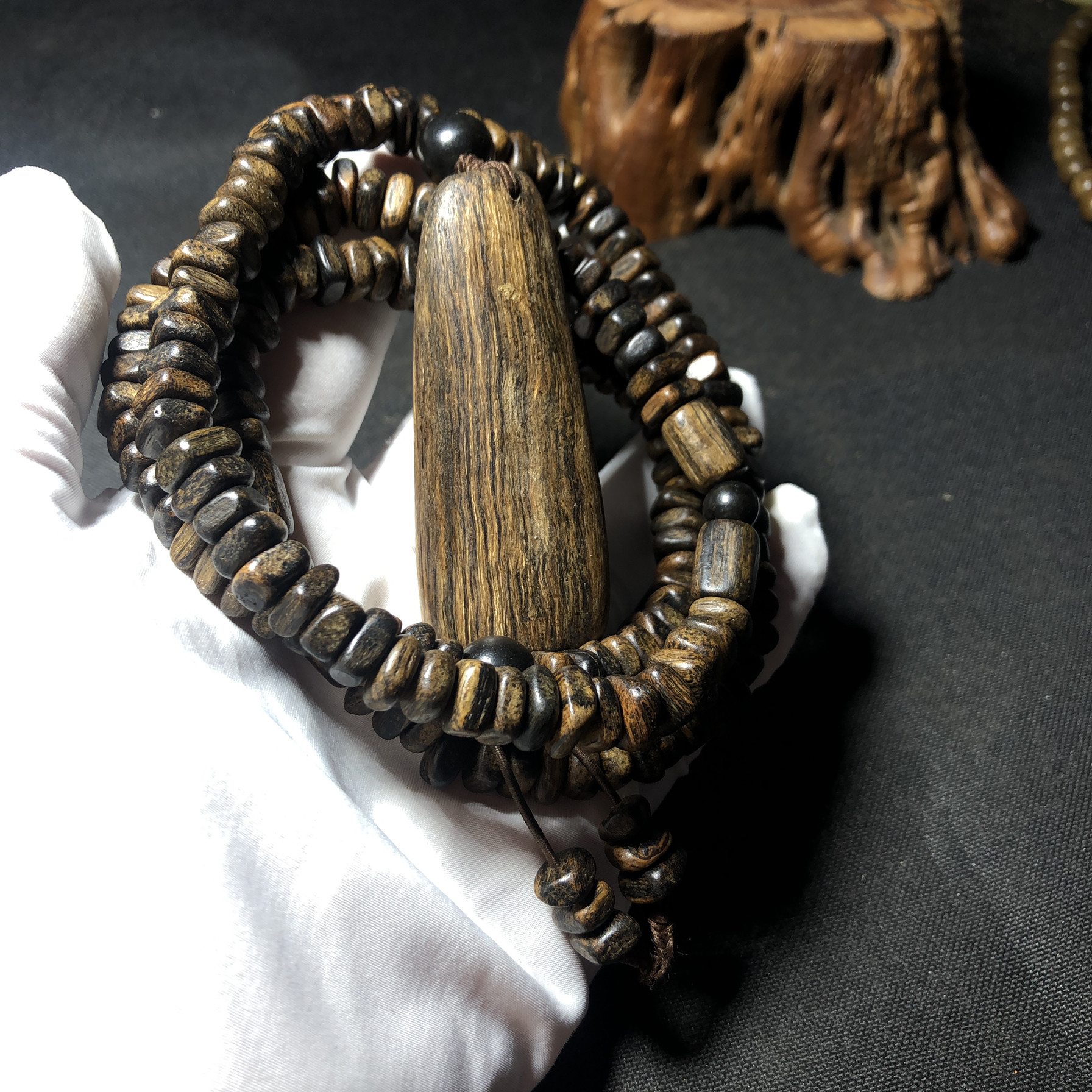 沉香天然印尼达拉干随手串项链佛珠挂链老料佛珠
