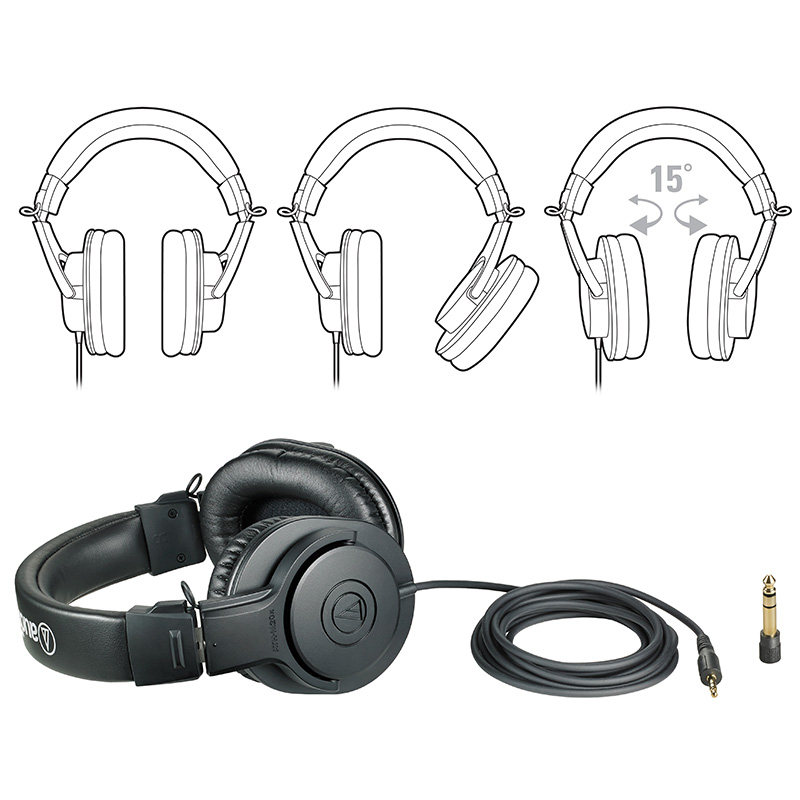 audio technica/铁三角 ath-m20x电脑pc头戴式专业录音监听耳机
