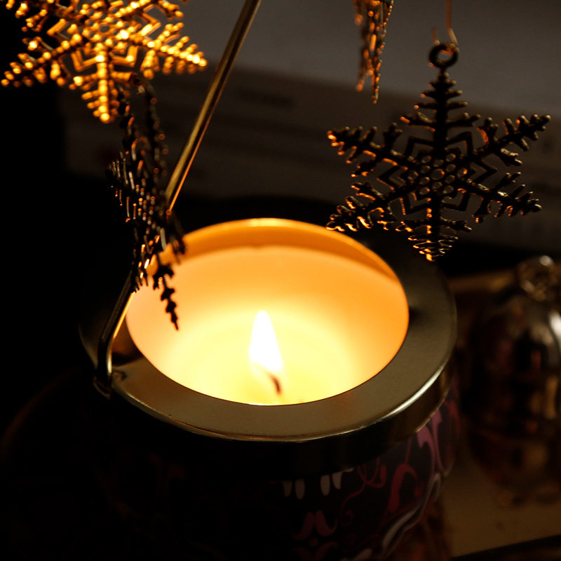 蜡烛香薰北欧旋转走马灯马口铁精油无烟净化空气伴手烛台