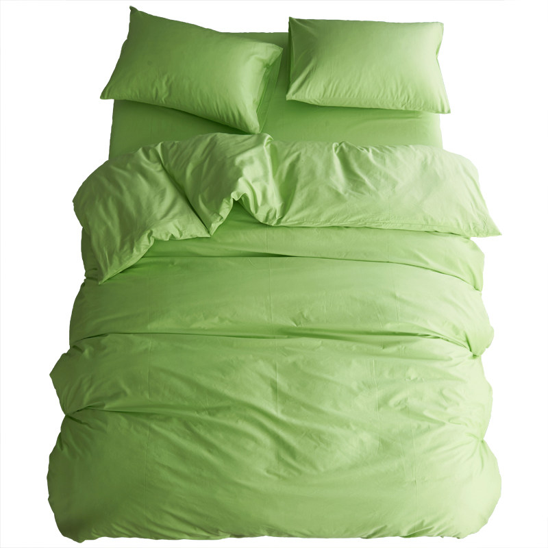 床单被套床上四件件套纯棉夏季绿色浅绿纯色床品套件