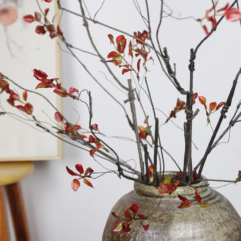 仿真小树枝植物中式造型花材假花家居饰品插花花红仿真花