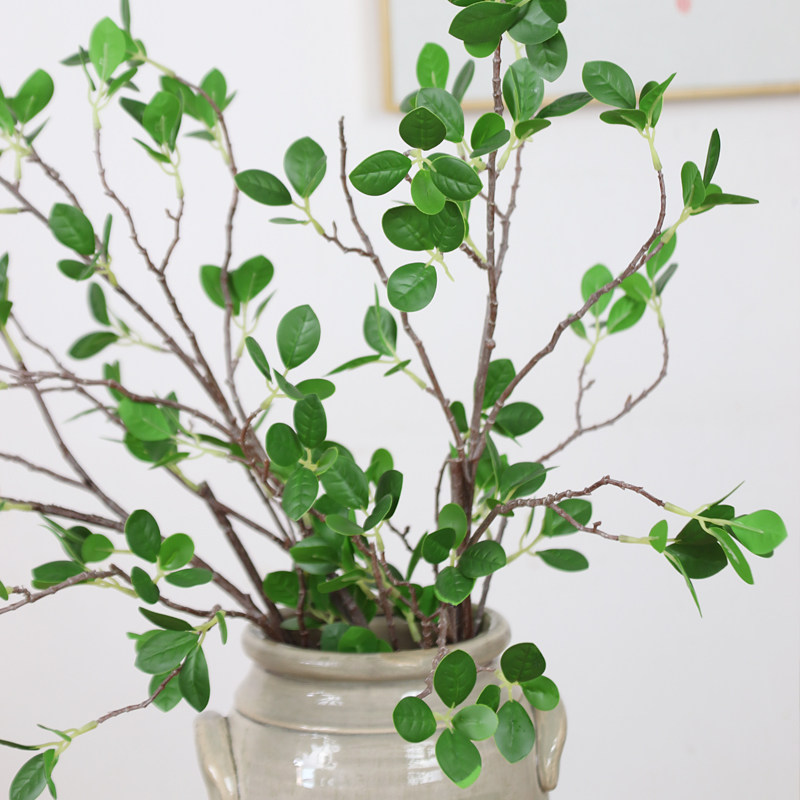 中式仿真花插插花配叶长枝落地米兰叶绿叶子仿真花