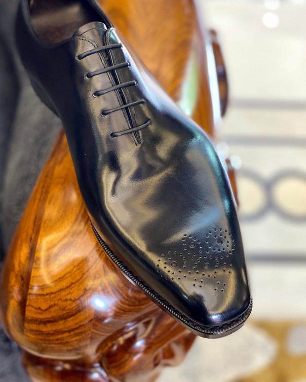 固伦男鞋简约牛津款整张新款固特异手工真小牛皮正装皮鞋