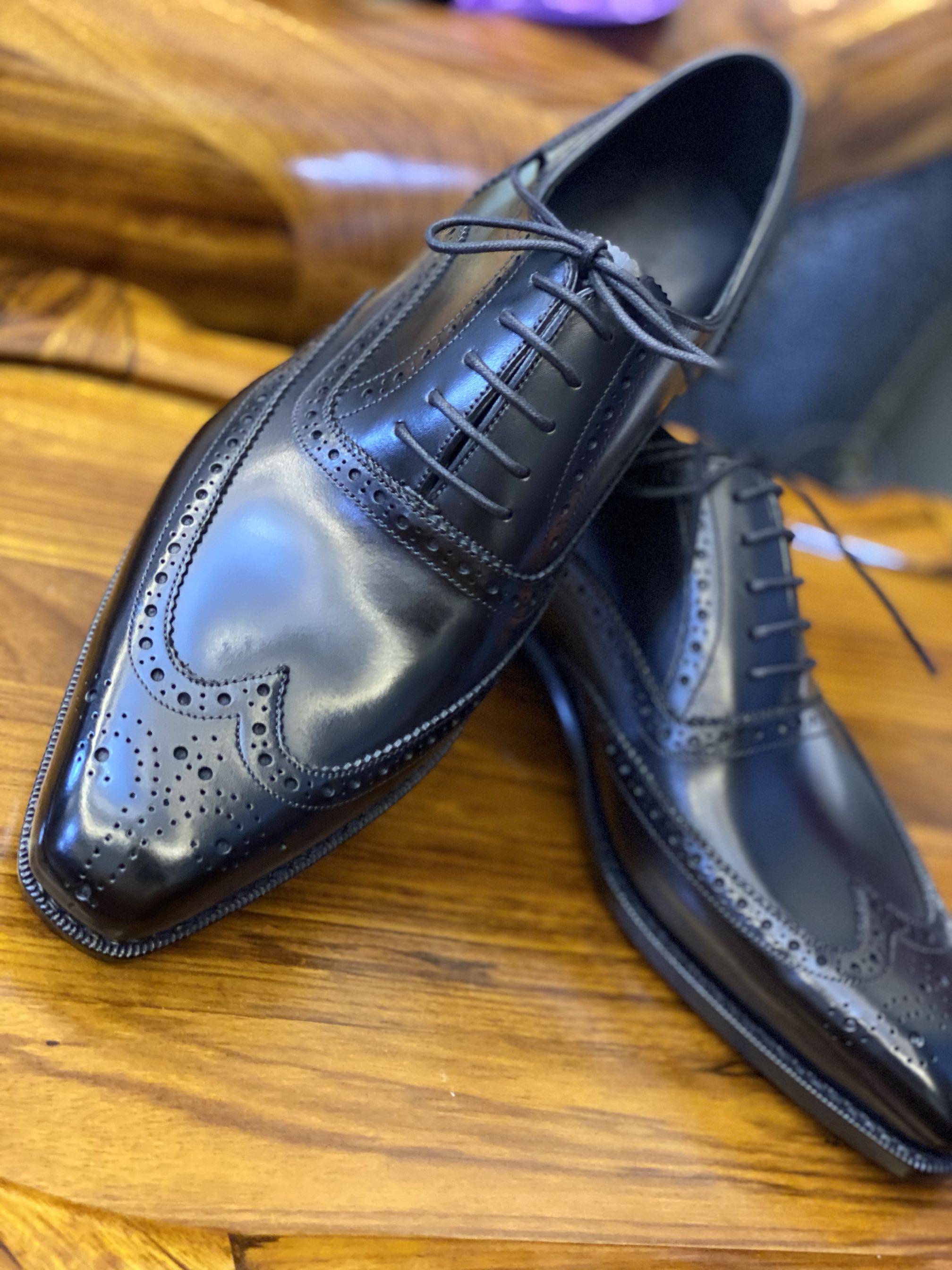 固伦手工制作男鞋燕尾雕花牛津款绅士正装商务透气皮底头层小牛皮