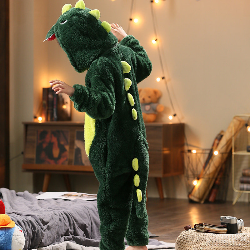 睡衣儿童恐龙连体衣秋冬法兰绒男女女童宝宝珊瑚家居服连体衣