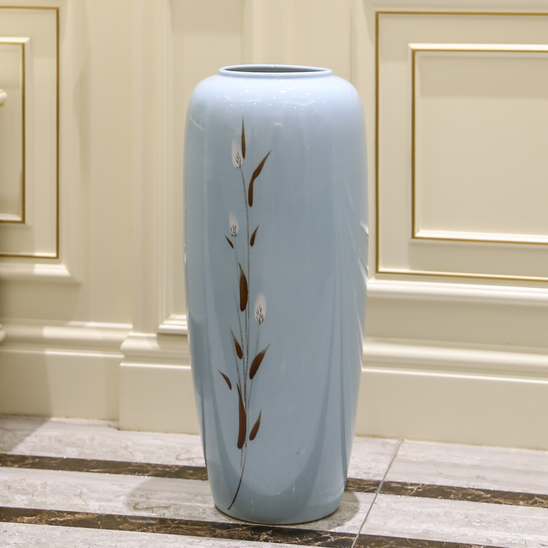 景德镇陶瓷花瓶落地摆件手绘现代简约家居客厅中式玄关花瓶