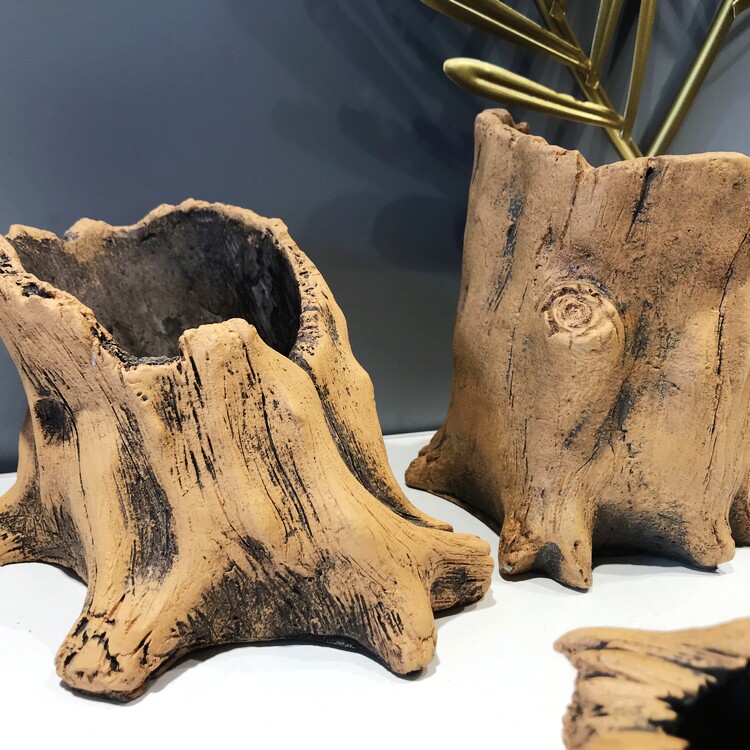 复古仿木木桩树根多肉花盆创意水泥花器绿植花盆