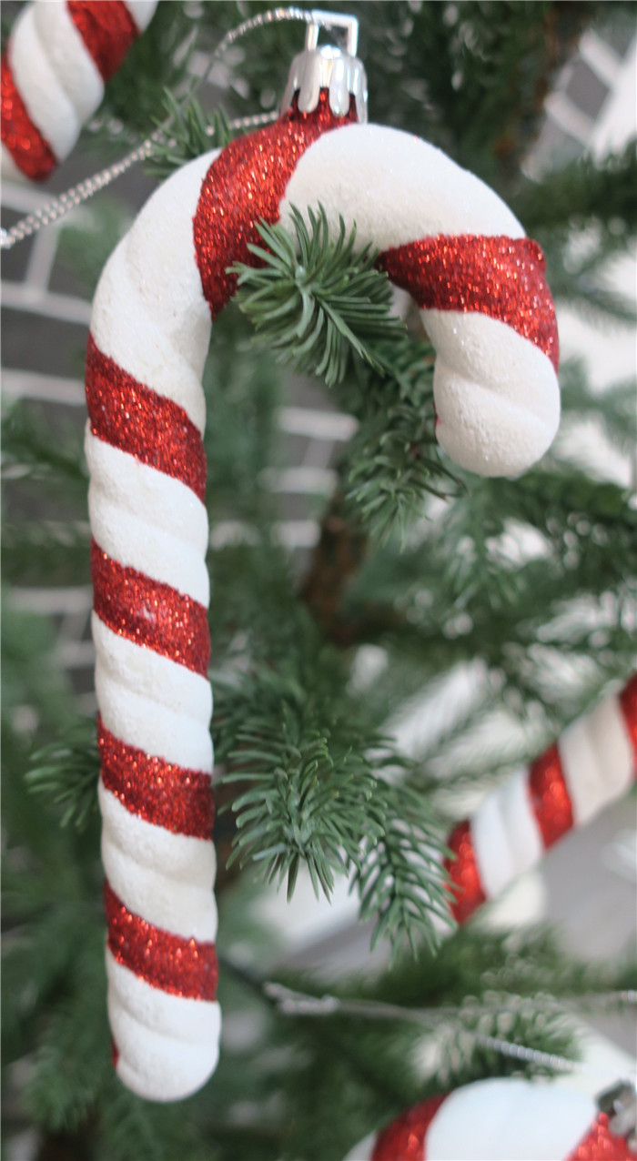 圣诞拐杖红白6个8x15cm塑料配件挂饰圣诞装饰品