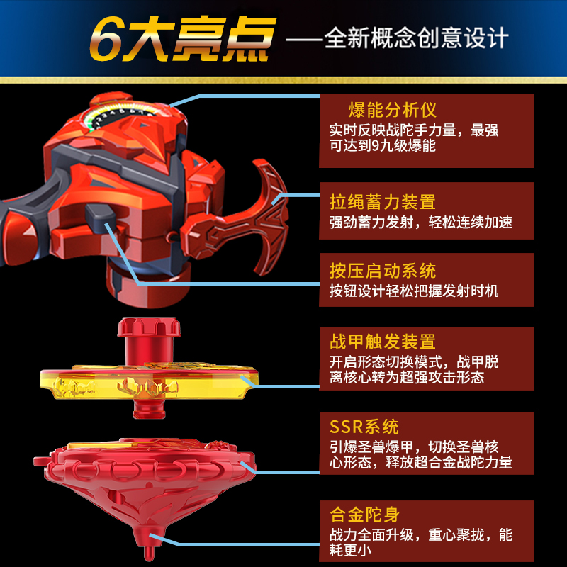 正版爆甲战陀升级版赤炎龙骑陀螺玩具儿童新款陀螺