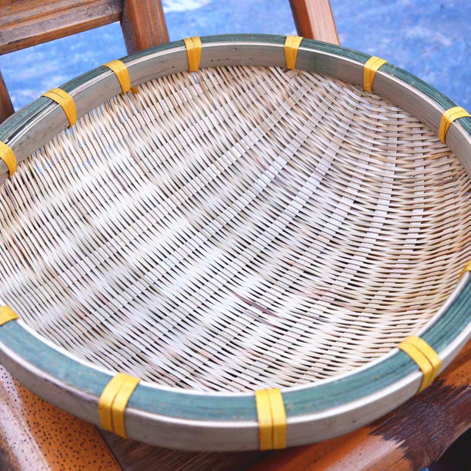 竹编手工簸箕沥米竹筛筲箕竹制品装饰家用米捞竹编