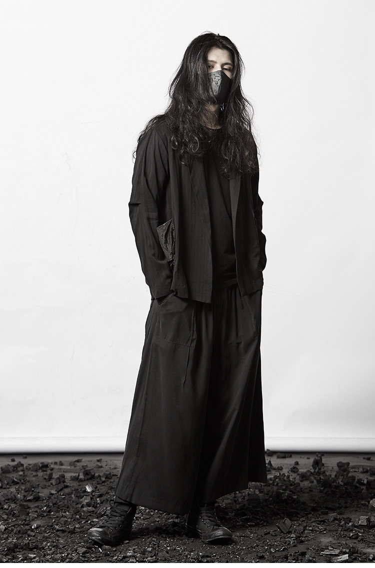 颓废潮男无扣外套系外暗黑男士个性元素西装西服