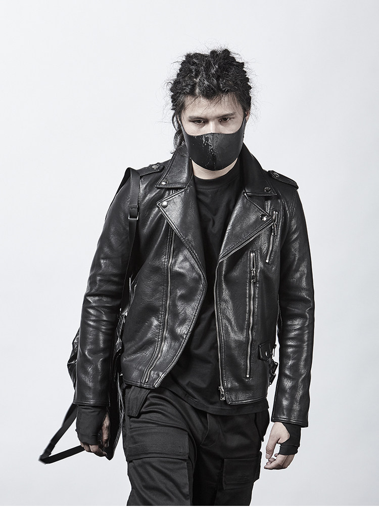 颓废元素摇滚朋克机车夹克pu皮衣个性潮男皮衣