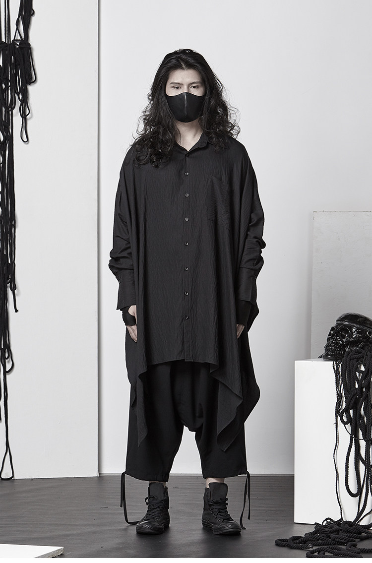 颓废元素山本耀司衬衫暗黑黑色潮男男装加大衬衫