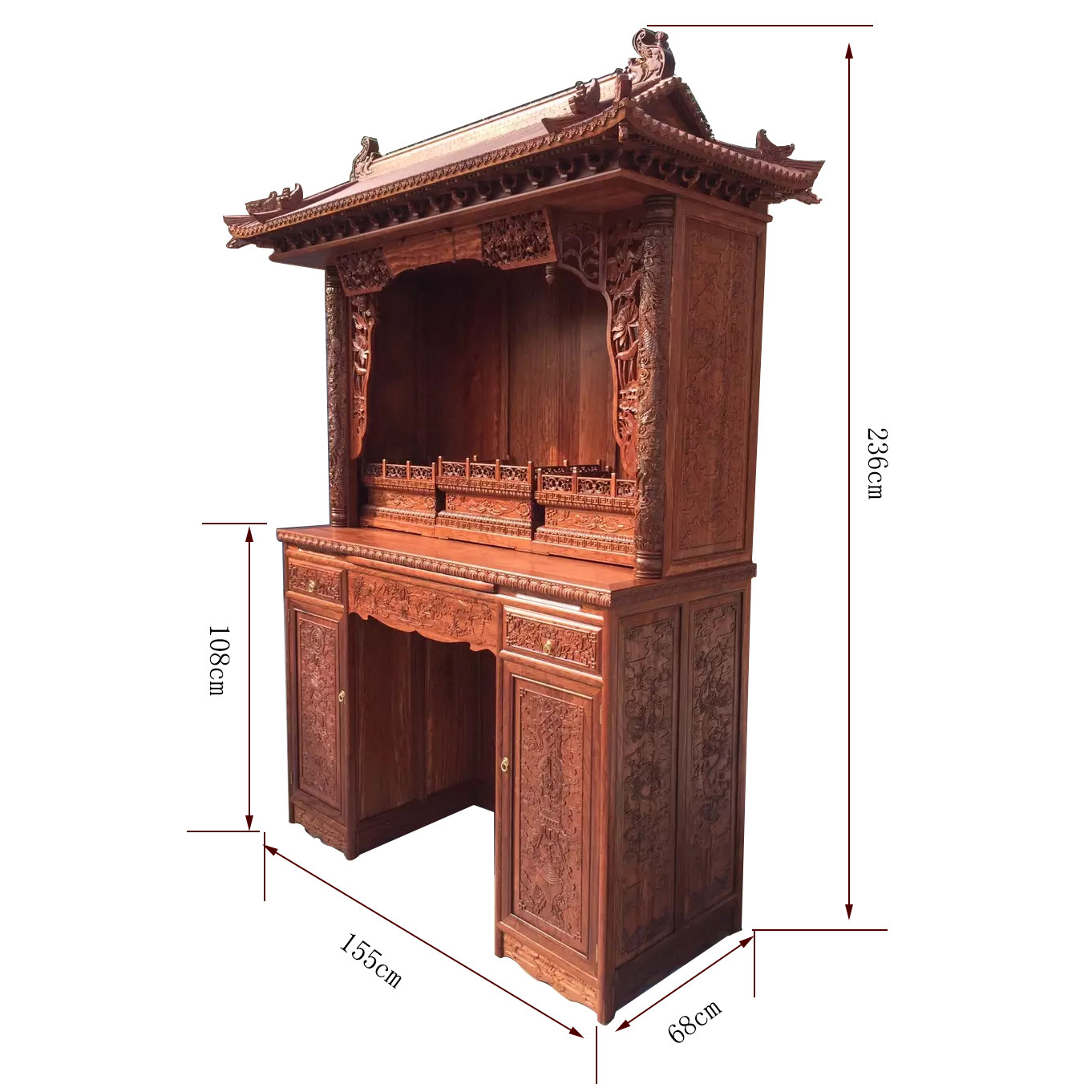 佛龛巴西花梨佛柜神龛神楼佛堂定制设计实木佛柜