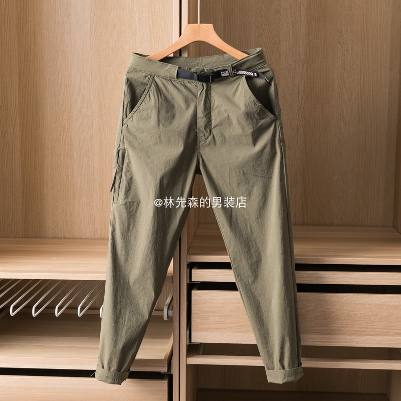 贼帅！日本JI口面料！春季新款城市机能风工装弹力修身长裤潮4981