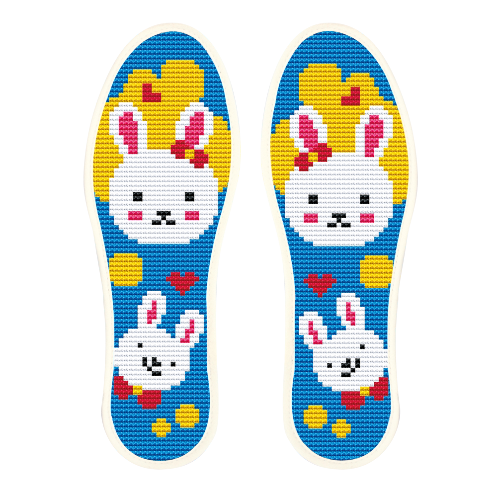 包邮儿童款卡通十字绣鞋垫针孔吸汗精准印花图案纯棉吸汗棉绒多层