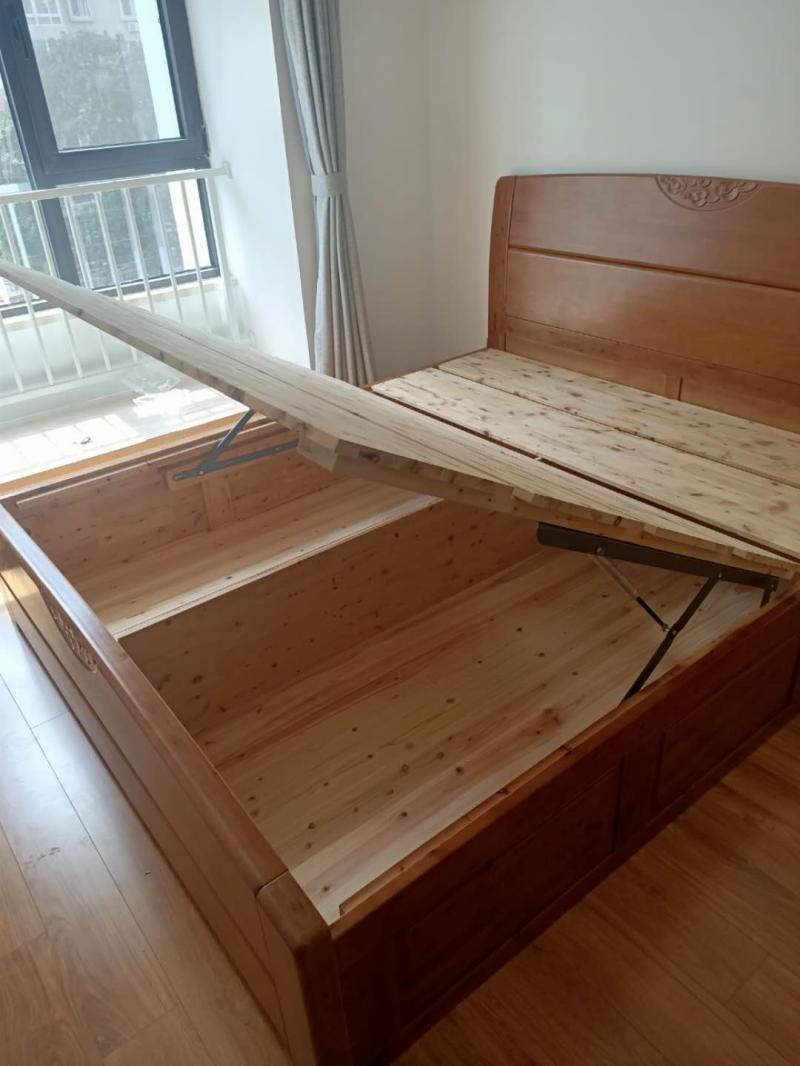 雕花框架古典新古典厂家成都实木柏木结构箱体实木床