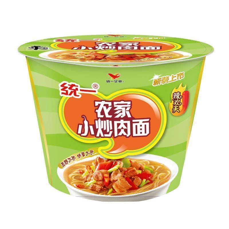 统一一来一桶农家小炒肉面泡面桶面方便面整箱冲泡方便面