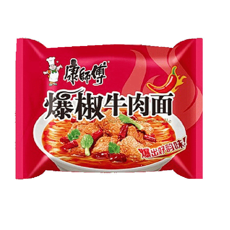 康师傅方便面爆椒牛肉袋装20袋加固包装速食面可冲泡方便面