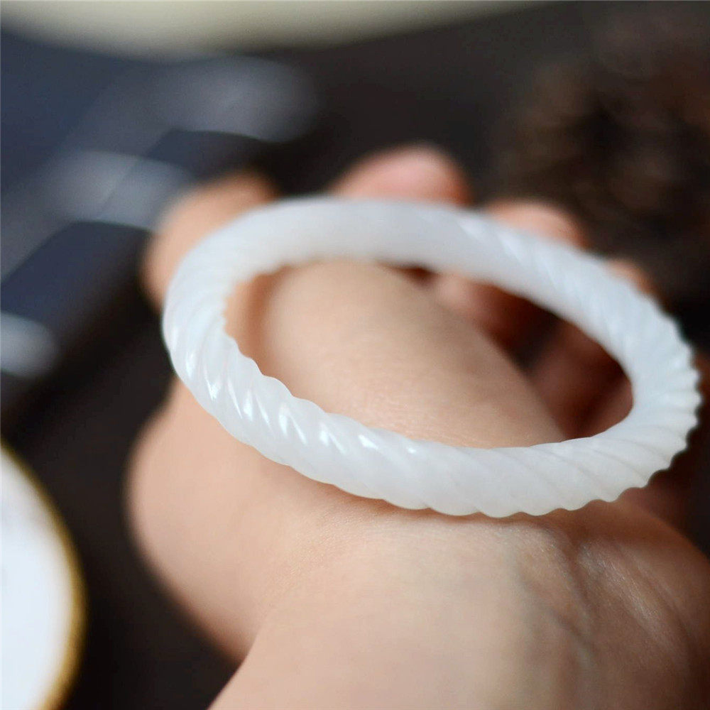 转运仙镯和田麻花手镯家有仙妻同款圆白玉雕花手饰