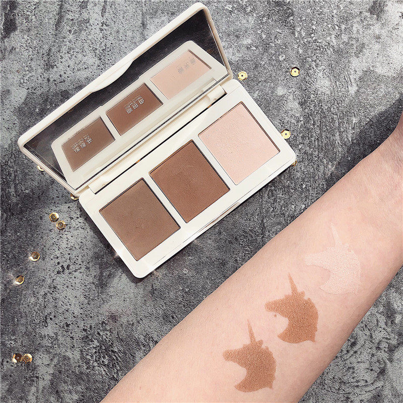 鼻影高光立体修容组合 三色阴影高光盘偏光提亮立体修颜初学者