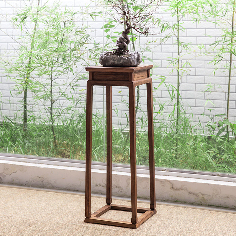 木成明清仿古实木榆木胡桃北美几边成器花架花架