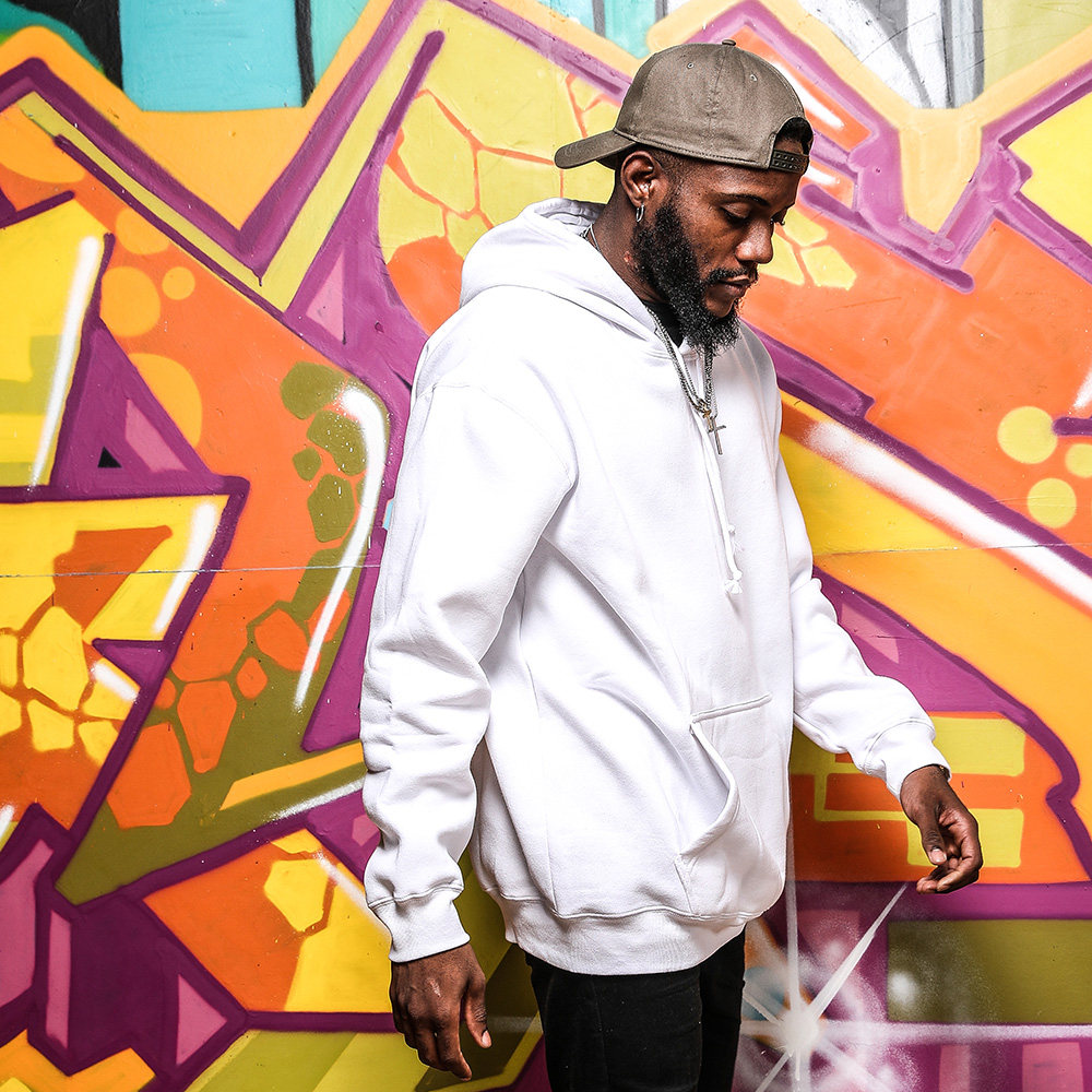 蜜丘琳街头潮流嘻哈街舞滑板说唱基础款纯色宽松加绒套头帽衫卫衣