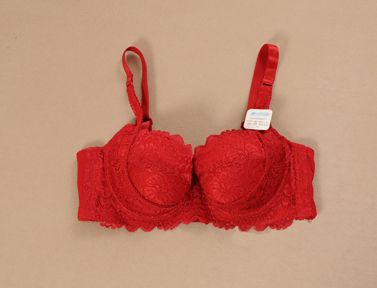 升级款100%桑蚕丝 真丝文胸红色 女夏薄款内衣 聚拢胸罩 店主推荐