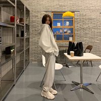 LILCHER灰色束脚卫裤女潮2020新款秋季宽松高腰直筒休闲运动裤子