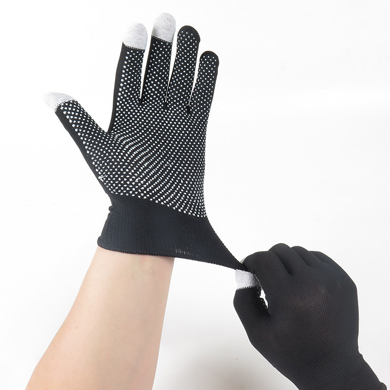 手套触屏弹力春夏五指干活工作尼龙触屏手高弹力手套