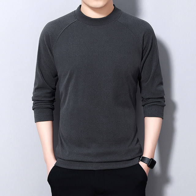 2020 autumn new products thin pile pile collar men's cotton sweater Korean version of slim-fit T-shirt with cashmere primer 2020 autumn new products thin pile pile collar men's cotton sweater Korean version of slim-fit T-shirt with cashmere primer